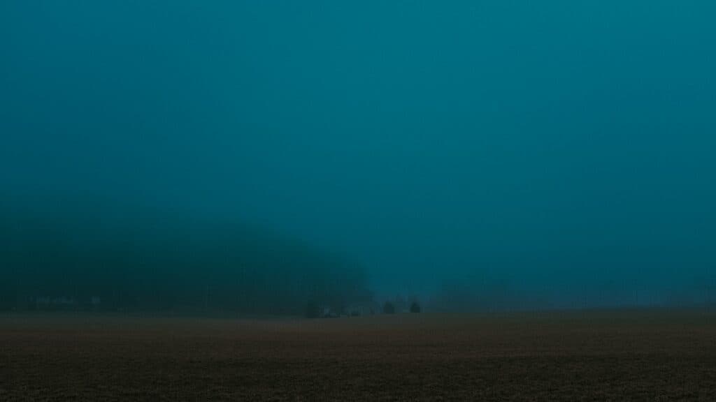 empty field during foggy weather