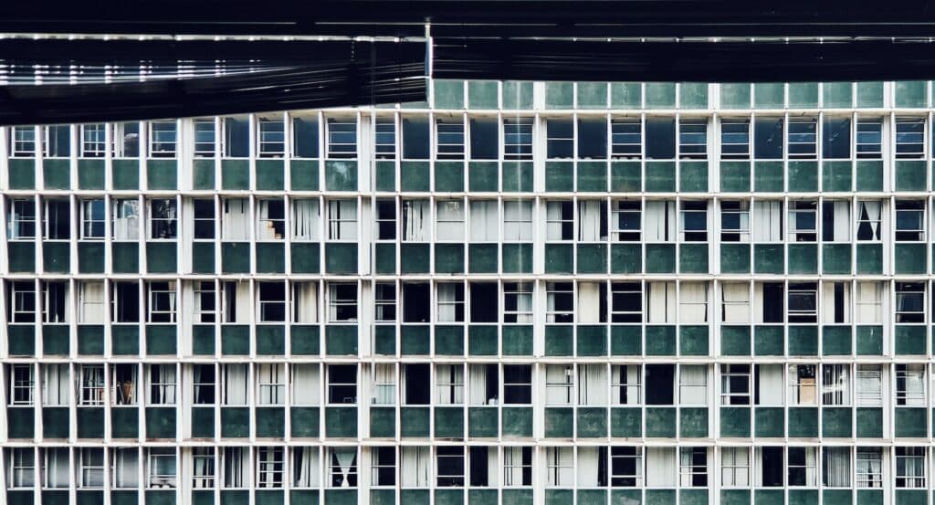 white painted buildings