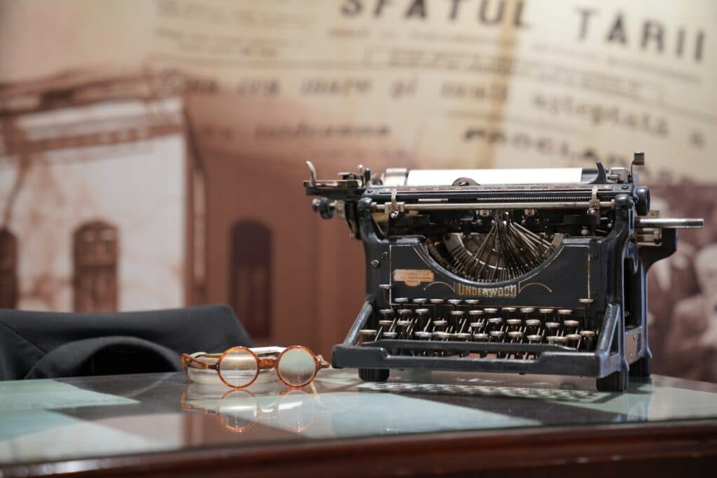 a typewriter on a table