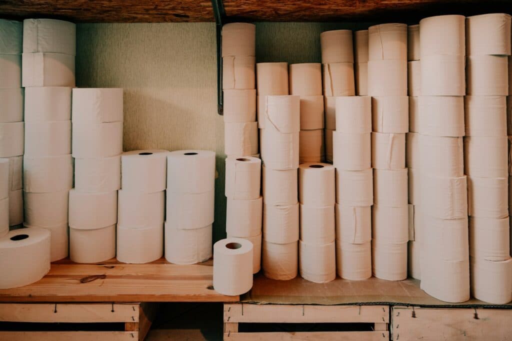 white rolled tissue paper rolls