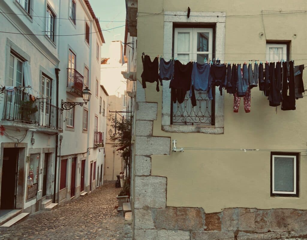 clothes hanging out to dry on a clothes line