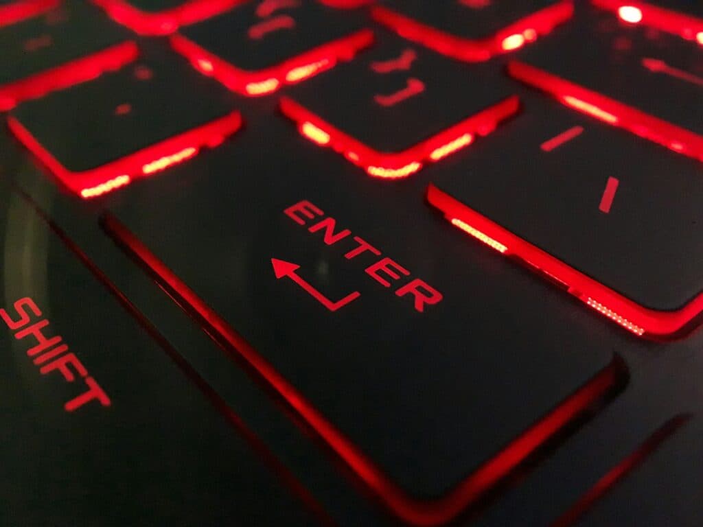 black enter button with red light keyboard