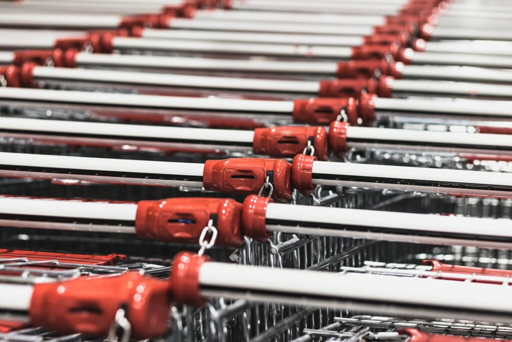 photo of stacked shopping carts