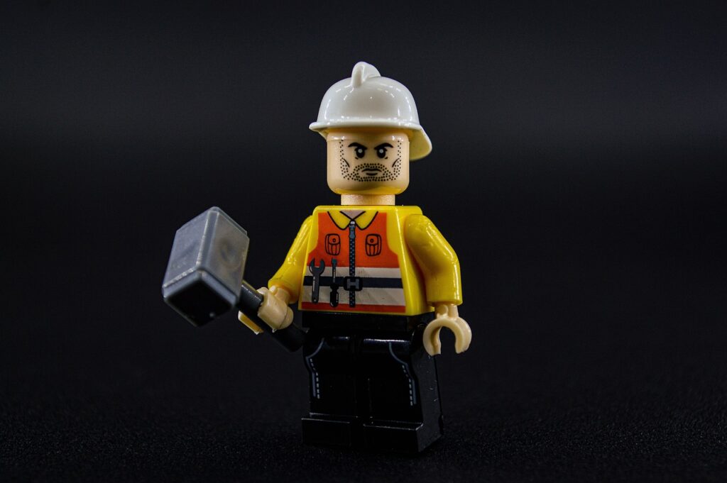 lego, toy, construction worker