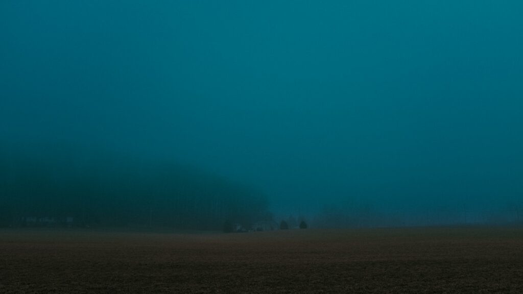 empty field during foggy weather